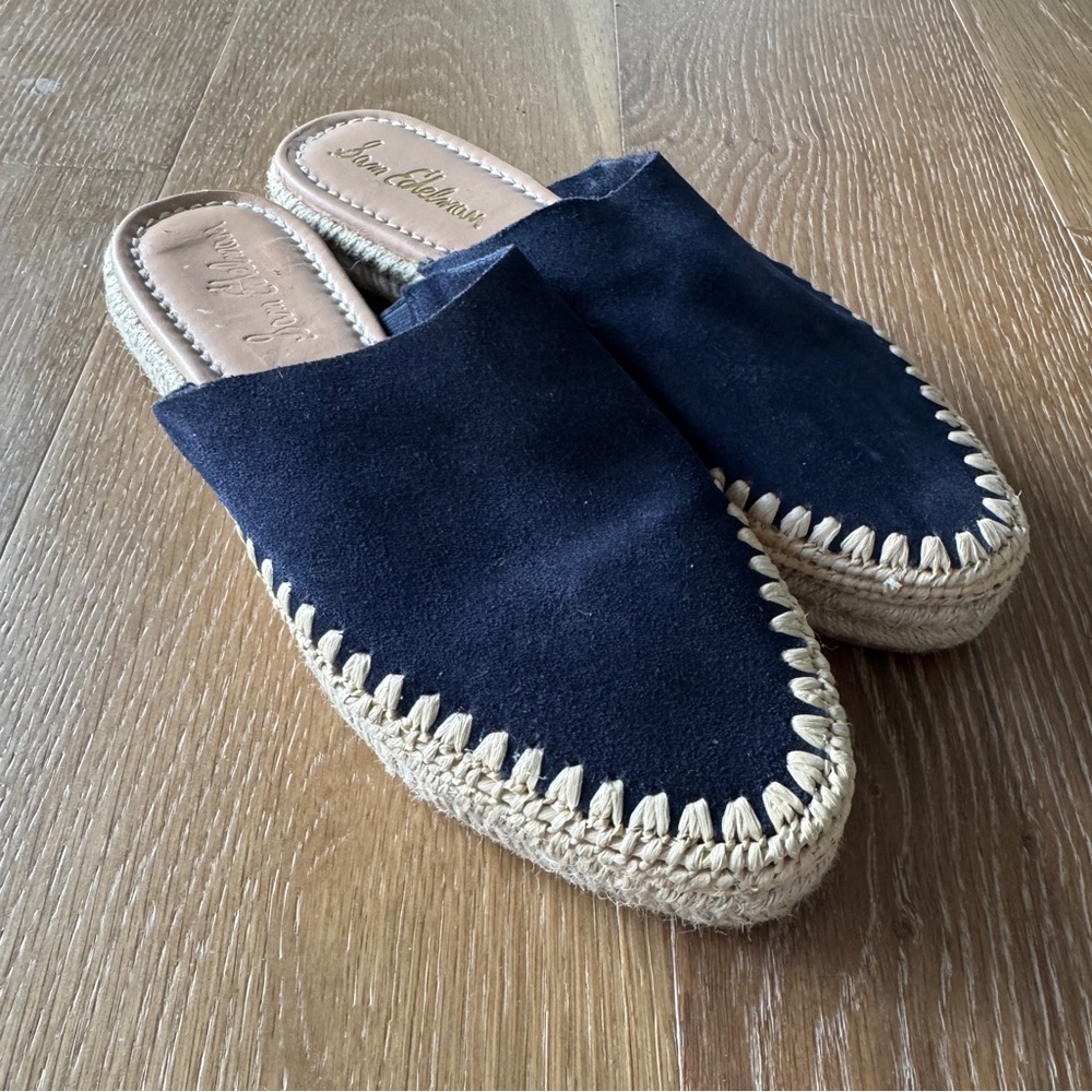 Sam Edelman “Austin” Navy Blue Suede Espadrille Mules Slides Shoes 7.5 - Picture 6 of 8